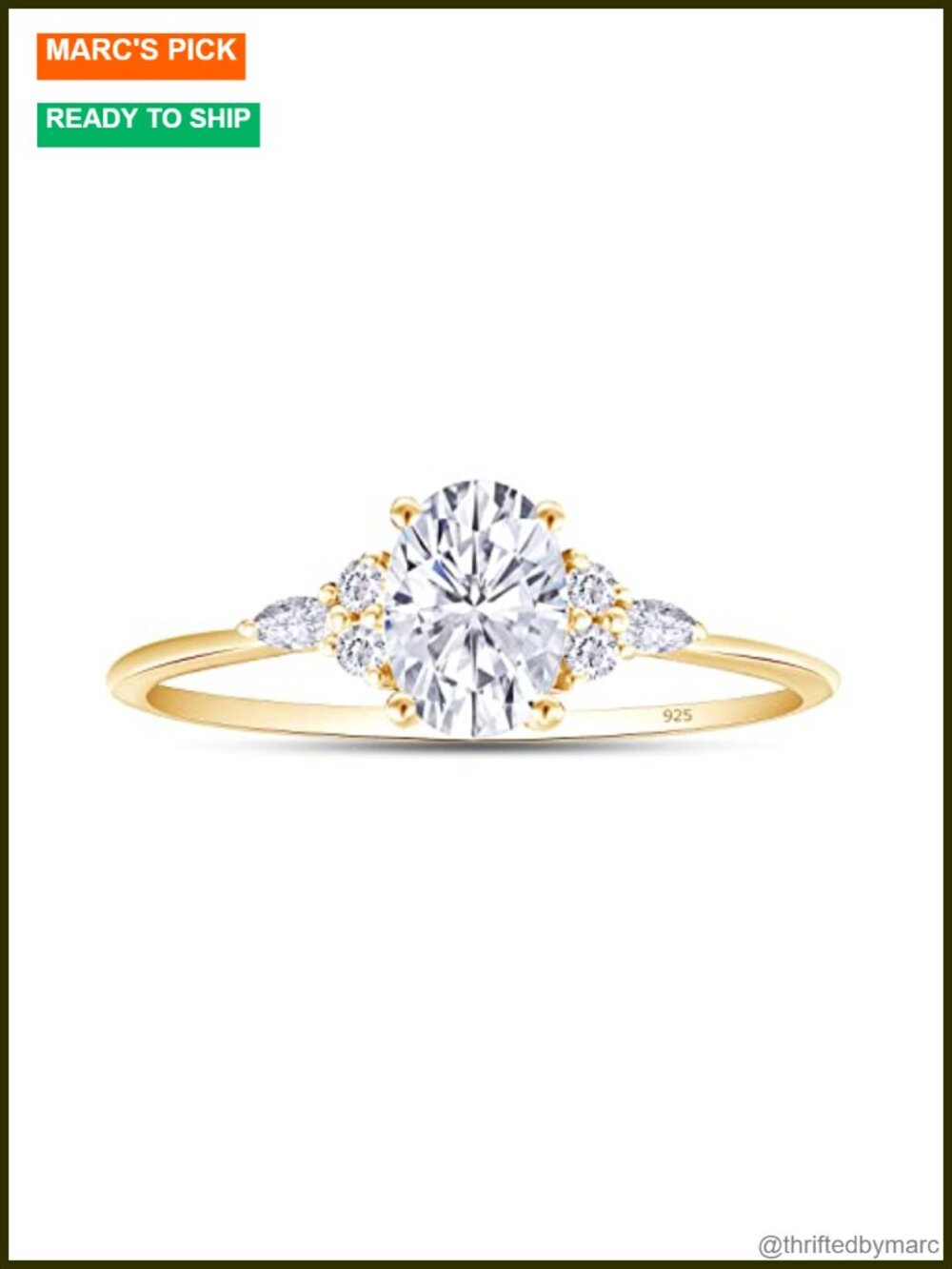Solitaire Engagement Ring 925 Sterling Silver 14K Gold Plated 0.90 CT